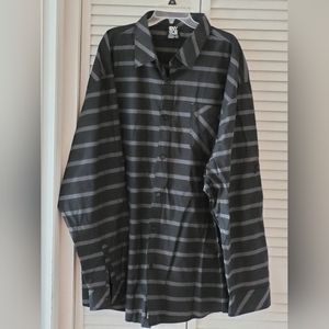 New W/O Tags Men's 5XL ENYCE Black Gray Stripe Dress Button Down Long Sleeve.